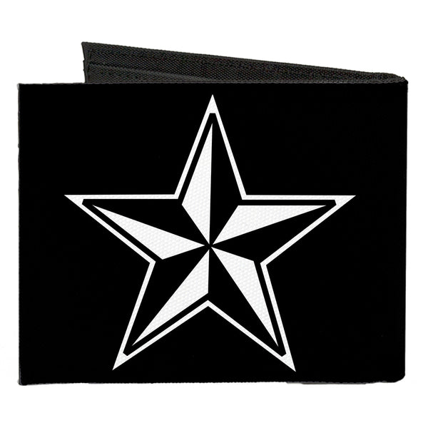 Buckle-Down Canvas Bi-Fold Wallet - Nautical Star Black White