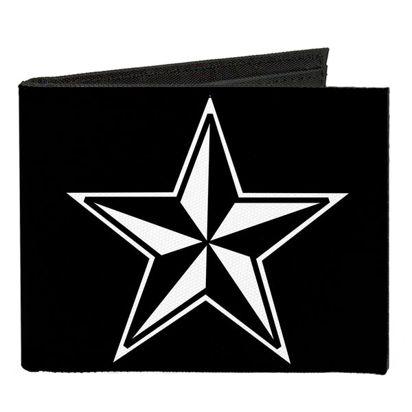 Buckle-Down Canvas Bi-Fold Wallet - Nautical Star Black White