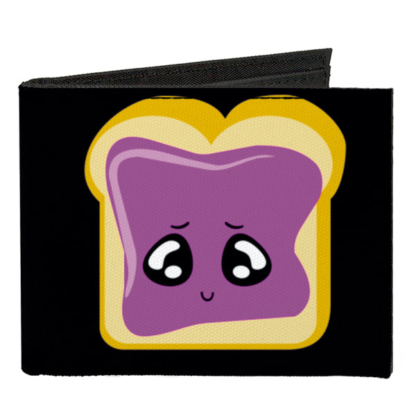 Buckle-Down Canvas Bi-Fold Wallet - Peanut Butter w Mustache & Jelly