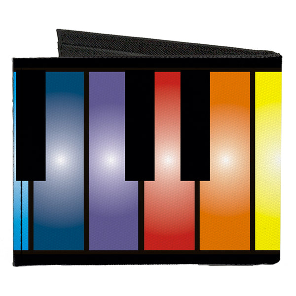 Buckle-Down Canvas Bi-Fold Wallet - Piano Keys Rainbow
