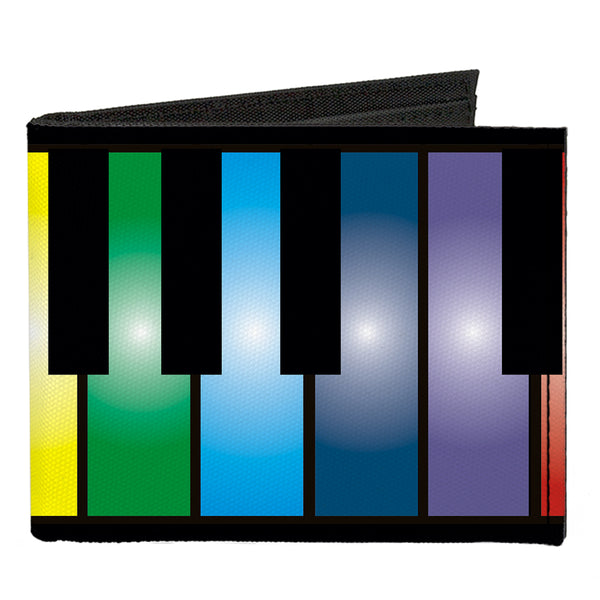 Buckle-Down Canvas Bi-Fold Wallet - Piano Keys Rainbow