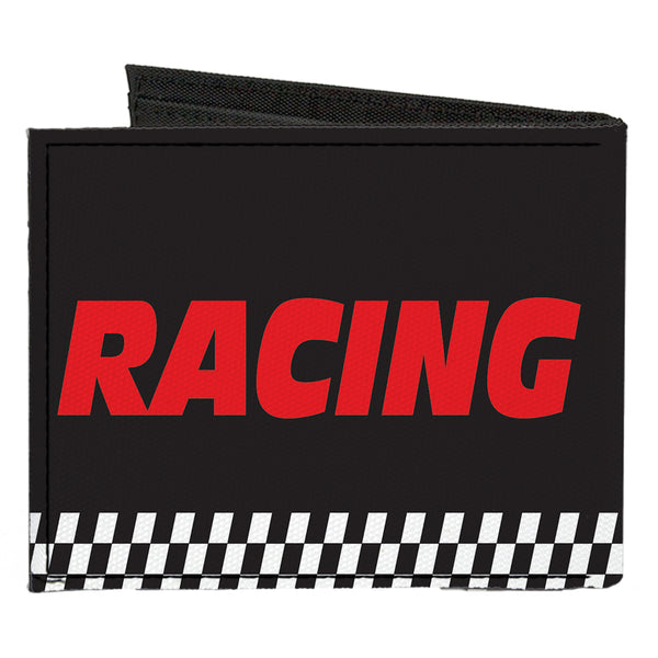 Buckle-Down Canvas Bi-Fold Wallet - RACING W Checker Black White Red