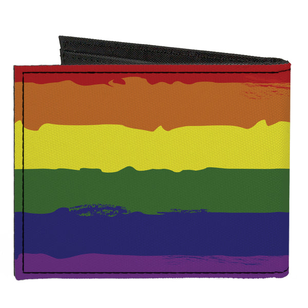 Buckle-Down Canvas Bi-Fold Wallet - Rainbow Stripe Painted