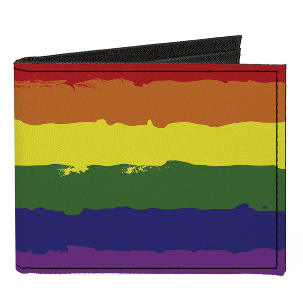 Buckle-Down Canvas Bi-Fold Wallet - Rainbow Stripe Painted