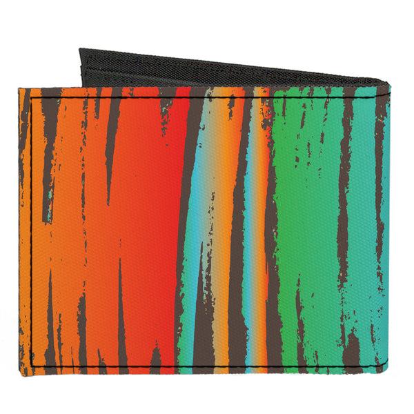 Buckle-Down Canvas Bi-Fold Wallet - Scribble Zarape Fade Brown/Multi Color