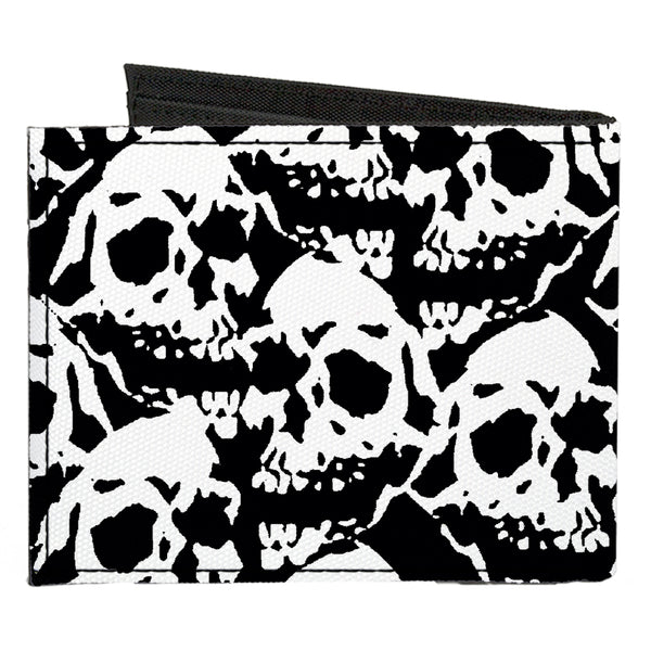 Buckle-Down Canvas Bi-Fold Wallet - Skull Yard Black White
