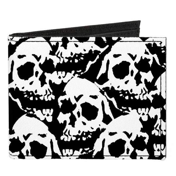 Buckle-Down Canvas Bi-Fold Wallet - Skull Yard Black White