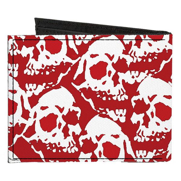 Buckle-Down Canvas Bi-Fold Wallet - Skull Yard Red White