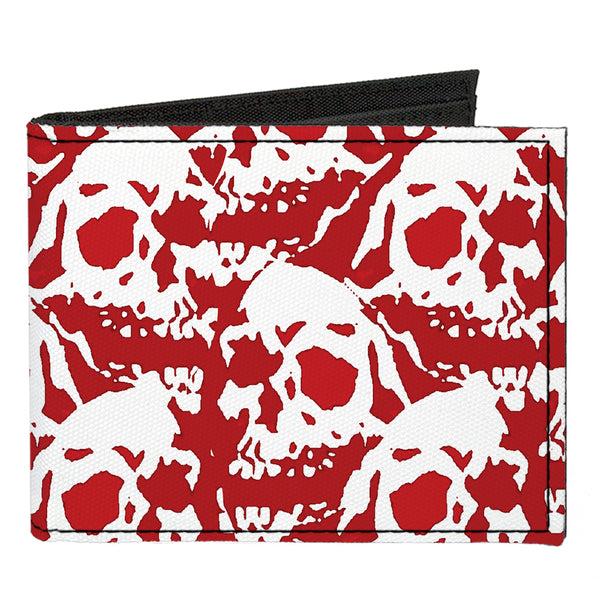 Buckle-Down Canvas Bi-Fold Wallet - Skull Yard Red White