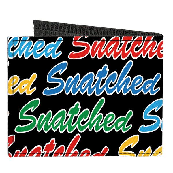 Buckle-Down Canvas Bi-Fold Wallet - SNATCHED Script Black/Multi Color