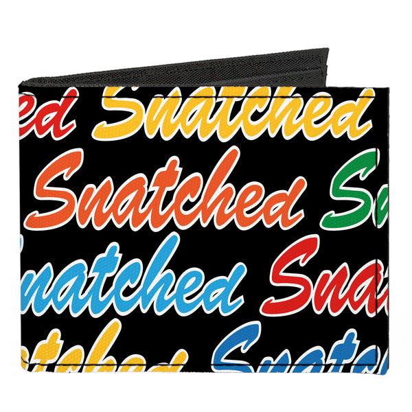 Buckle-Down Canvas Bi-Fold Wallet - SNATCHED Script Black/Multi Color