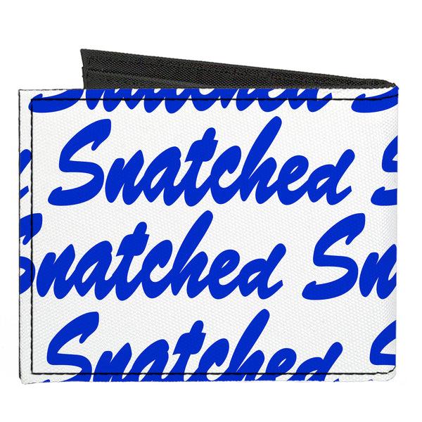 Buckle-Down Canvas Bi-Fold Wallet - SNATCHED Script White/Blue