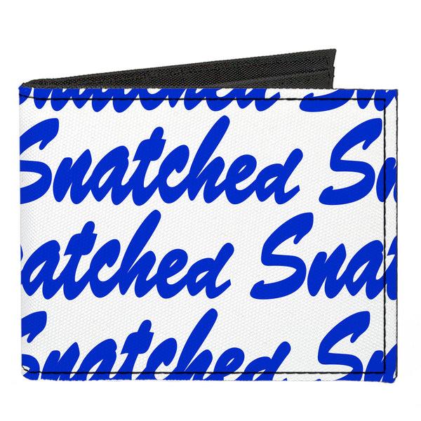 Buckle-Down Canvas Bi-Fold Wallet - SNATCHED Script White/Blue