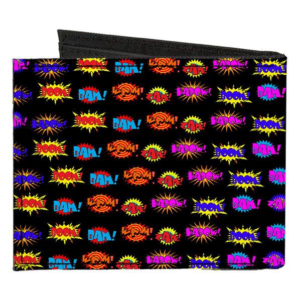 Buckle-Down Canvas Bi-Fold Wallet - Sound Effects Black Multi Color