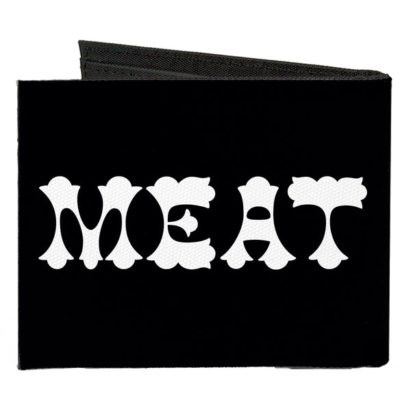 Buckle-Down Canvas Bi-Fold Wallet - Steaks W MEAT Text