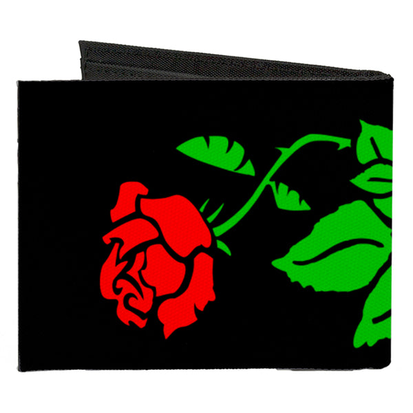 Buckle-Down Canvas Bi-Fold Wallet - Sugar Skull W Roses & Heart