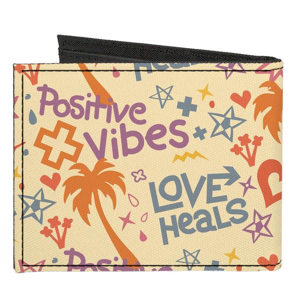 Buckle-Down Canvas Bi-Fold Wallet - Summer Harmony Collage Beige/Multi Color
