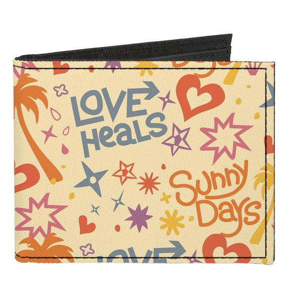 Buckle-Down Canvas Bi-Fold Wallet - Summer Harmony Collage Beige/Multi Color