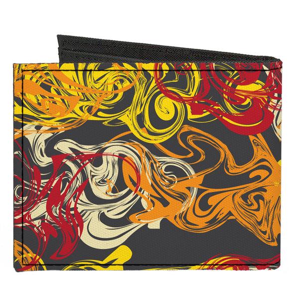 Buckle-Down Canvas Bi-Fold Wallet - Swirl Mix Gray/Multi Color