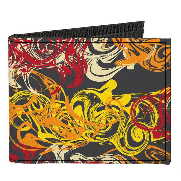 Buckle-Down Canvas Bi-Fold Wallet - Swirl Mix Gray/Multi Color