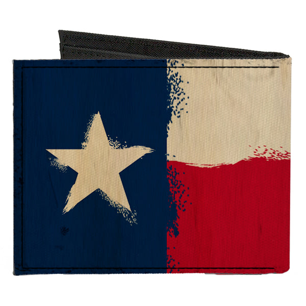 Buckle-Down Canvas Bi-Fold Wallet - Texas Flag Distressed Painting