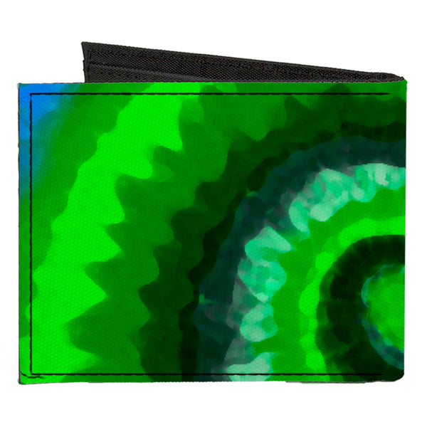 Buckle-Down Canvas Bi-Fold Wallet - Tie Dye Swirl Green Blue Purple