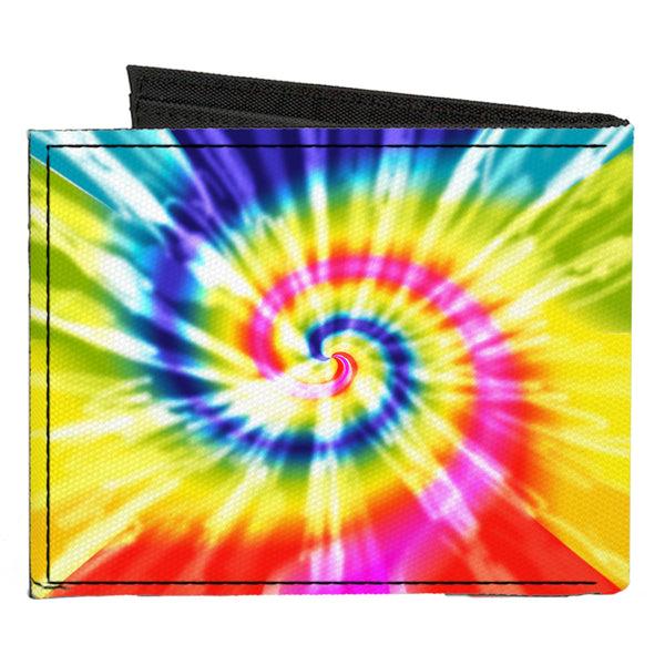 Buckle-Down Canvas Bi-Fold Wallet - Tie Dye Swirl Multi Color White