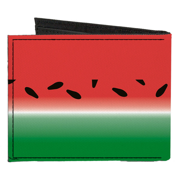 Buckle-Down Canvas Bi-Fold Wallet - Watermelon Stripe Red Green Black