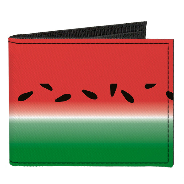 Buckle-Down Canvas Bi-Fold Wallet - Watermelon Stripe Red Green Black
