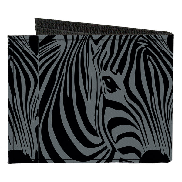 Buckle-Down Canvas Bi-Fold Wallet - Zebra Head Black Gray