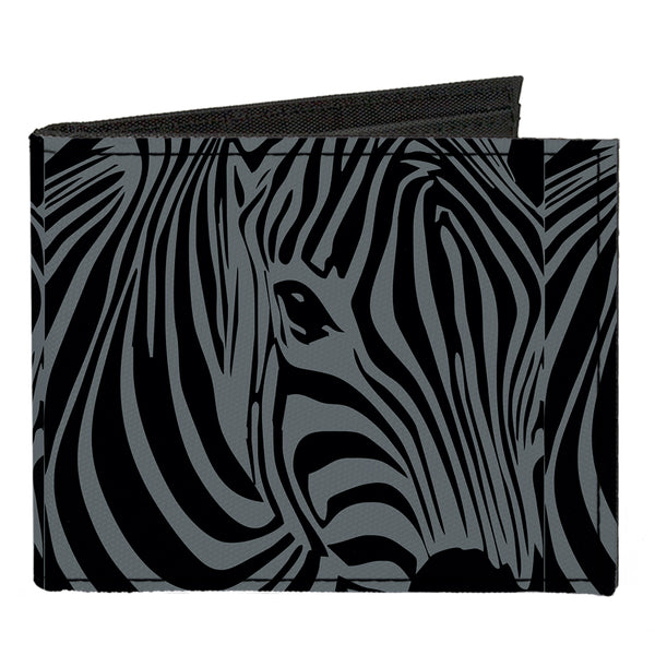 Buckle-Down Canvas Bi-Fold Wallet - Zebra Head Black Gray