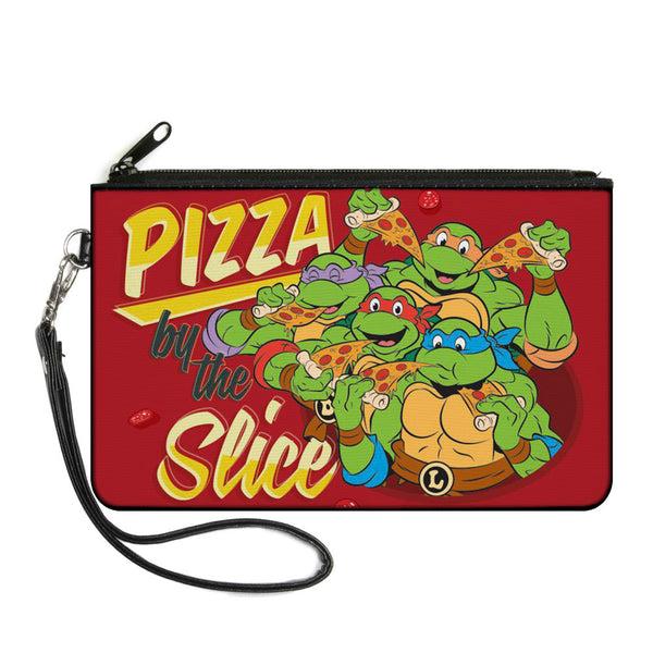 Buckle-Down Canvas Zipper Wallet - LARGE - Classic TMNT Turtles Pose16 PIZZA BY THE SLICE Reds Yellows