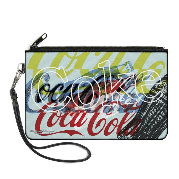Buckle-Down Canvas Zipper Wallet - LARGE - COCA-COLA COKE Logos and Bottle Pop Art White/Multi Color