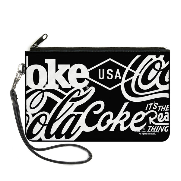 Buckle-Down Canvas Zipper Wallet - LARGE - COCA-COLA COKE Typography IT'S THE REAL THING Black/White