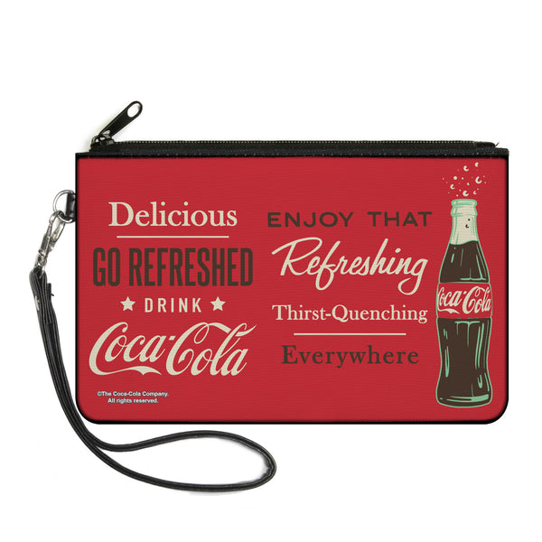 Buckle-Down Canvas Zipper Wallet - LARGE - Coca-Cola ENJOY THAT EVERYWHERE Bottle Red/White/Brown