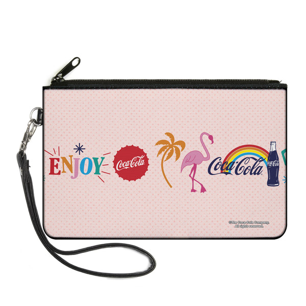 Buckle-Down Canvas Zipper Wallet - LARGE - Coca-Cola ENJOY Vibrant Icons Collage Pinks/Multi Color