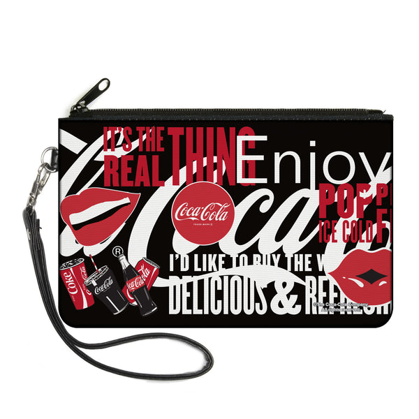 Buckle-Down Canvas Zipper Wallet - LARGE - Coca-Cola IT'S THE REAL THING Collage Black/Red/White