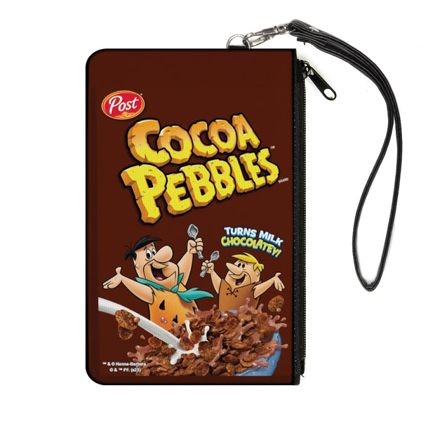 Buckle-Down Canvas Zipper Wallet - LARGE - COCOA PEBBLES Fred Flintstone and Barney Rubble Cereal Box Replica Brown