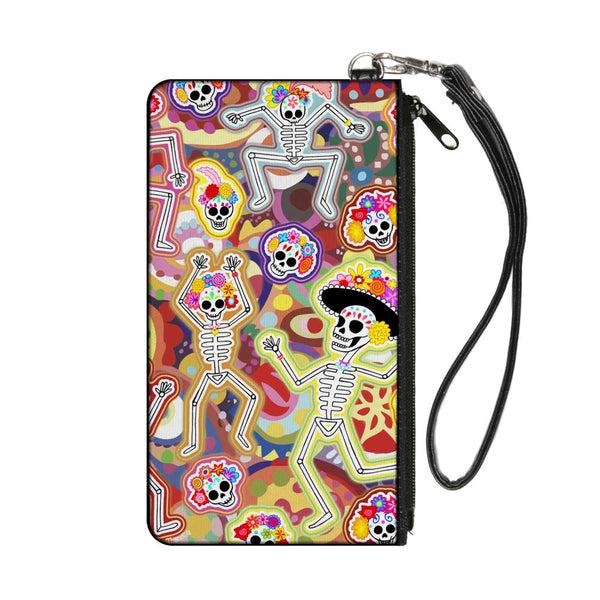 Buckle-Down Canvas Zipper Wallet - LARGE - Dancing Catrinas Collage Multi Color