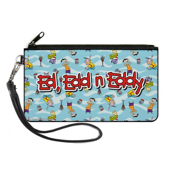 Buckle-Down Canvas Zipper Wallet - LARGE - ED EDD N EDDY Title Logo and Character Poses Scattered Blues