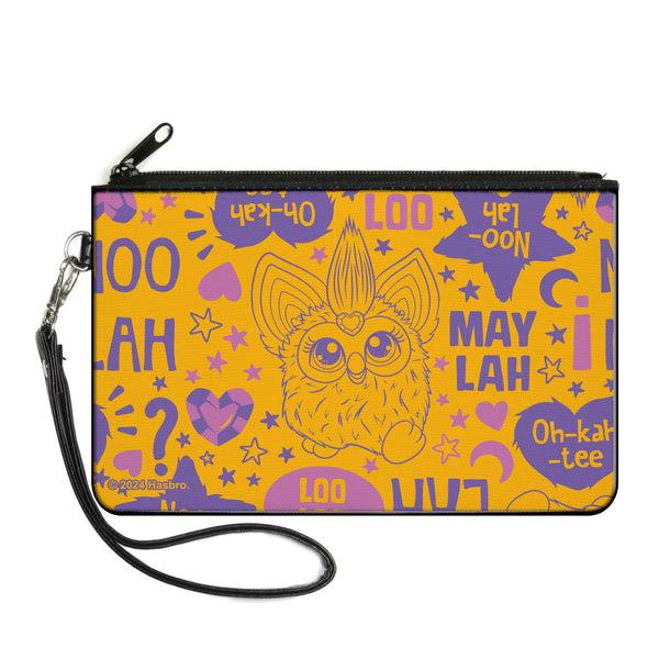 Buckle-Down Canvas Zipper Wallet - LARGE - Furby Furbish Phrases and Icons Orange/Pink/Purple
