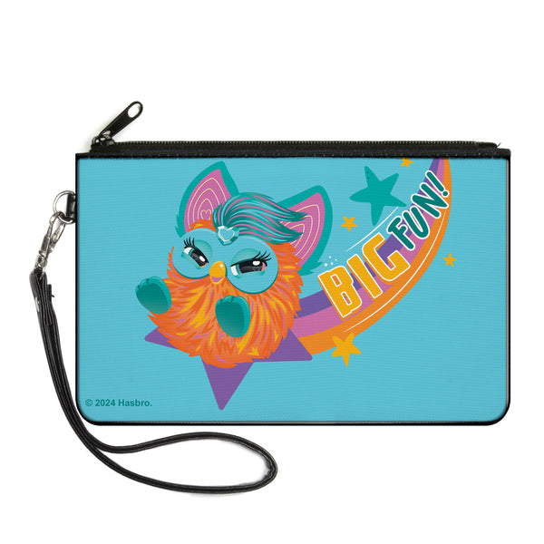 Buckle-Down Canvas Zipper Wallet - LARGE - Furby Orange Furby BIG FUN Sliding Pose Blue