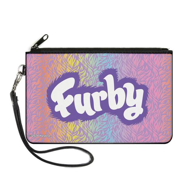 Buckle-Down Canvas Zipper Wallet - LARGE - FURBY Title Logo Fur Print Multi Color/Purple/White
