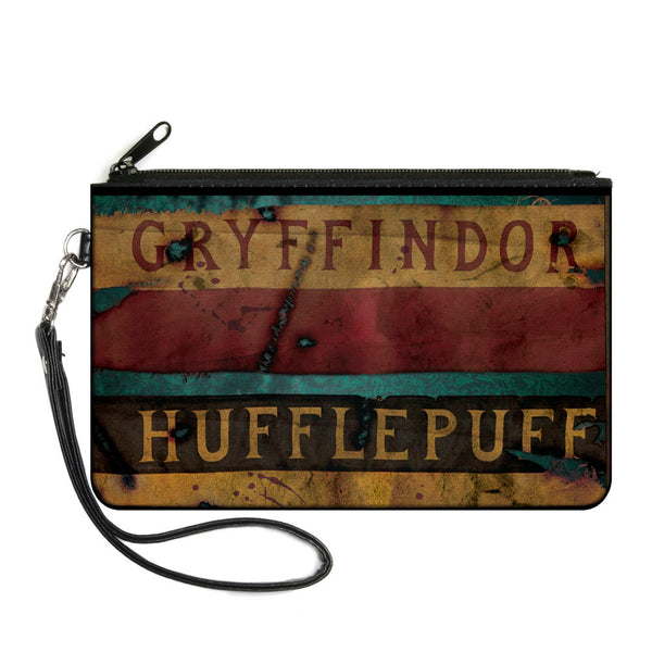 Buckle-Down Canvas Zipper Wallet - LARGE - GRYFFINDOR & HUFFLEPUFF Burnt Banners