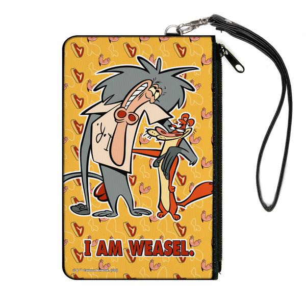 Buckle-Down Canvas Zipper Wallet - LARGE - I AM WEASEL IR Baboon and IM Weasel Pose and Title Logo Yellows