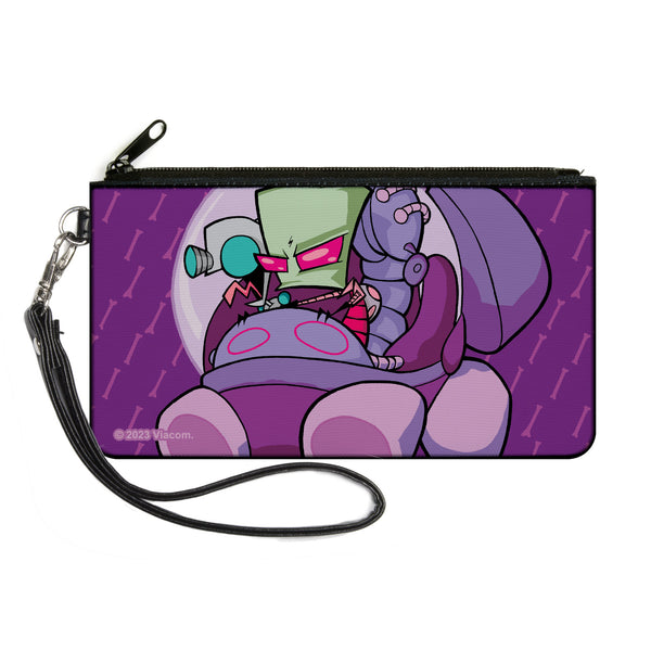 Buckle-Down Canvas Zipper Wallet - LARGE - Invader Zim and GIR Voot Cruiser Pose and Bone Purples