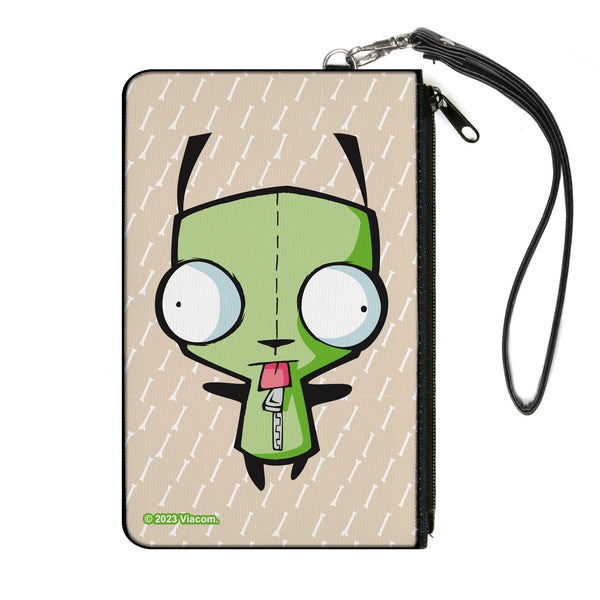 Buckle-Down Canvas Zipper Wallet - LARGE - Invader Zim GIR Pose and Bone Tan/White
