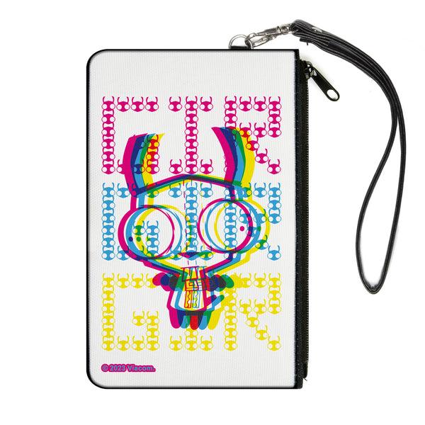 Buckle-Down Canvas Zipper Wallet - LARGE - Invader Zim GIR Pose and Face Typography White/Multi Color