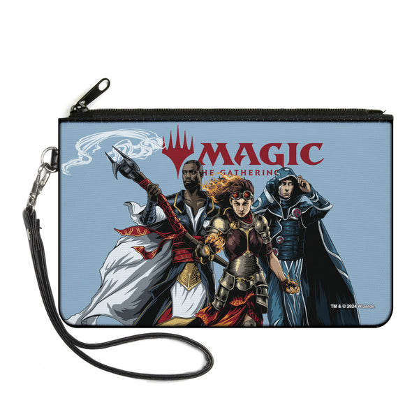 Buckle-Down Canvas Zipper Wallet - LARGE - MAGIC THE GATHERING Three Planeswalker Group Pose and Title Logo Light Blue