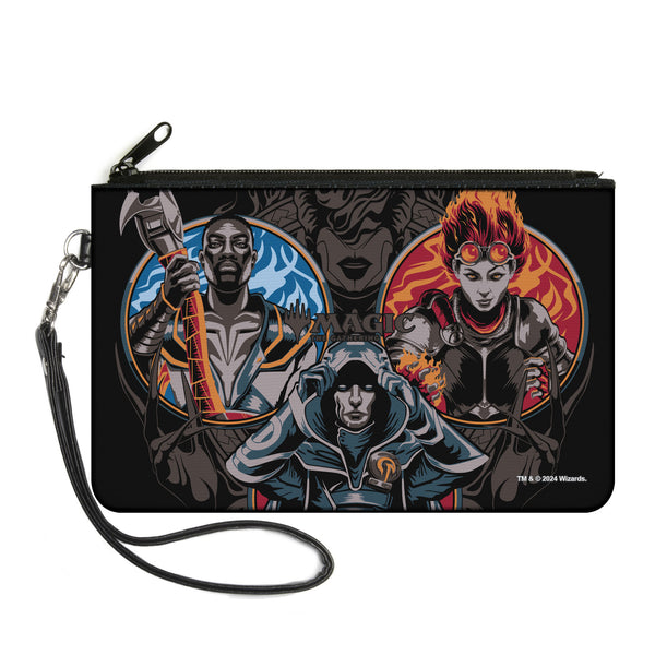 Buckle-Down Canvas Zipper Wallet - LARGE - MAGIC THE GATHERING Three Planeswalker Poses and Title Logo Black/Grays/Multi Color